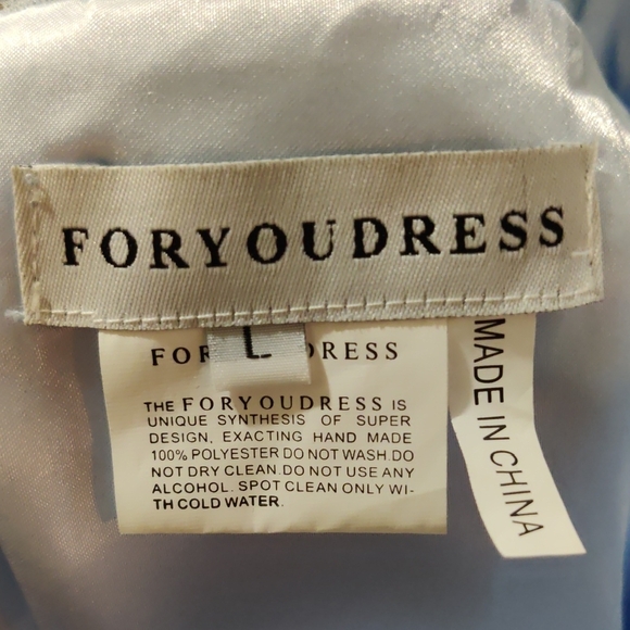 Elegant Ice Blue Lace And Rhinestone Formal Dress - Picture 2 of 10